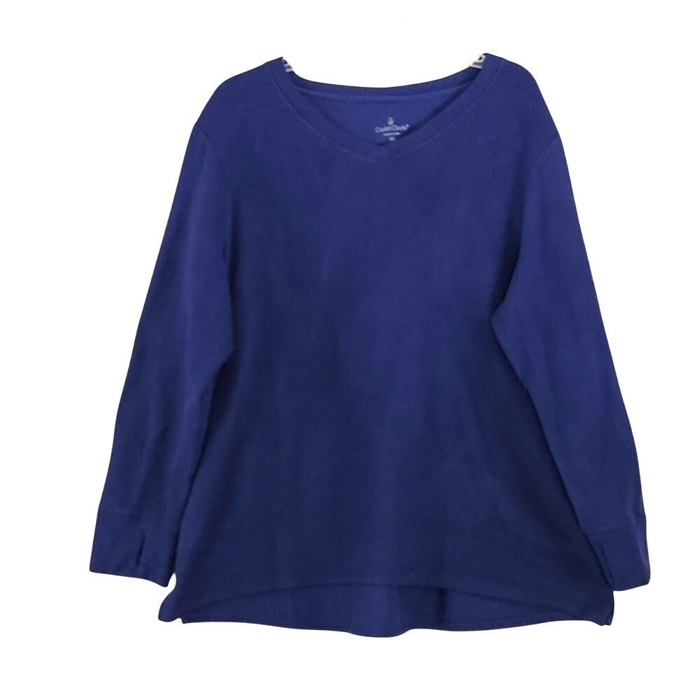 Cuddl Duds Fleecewear V-Neck Tunic Top Shirt Navy Blue sz xl